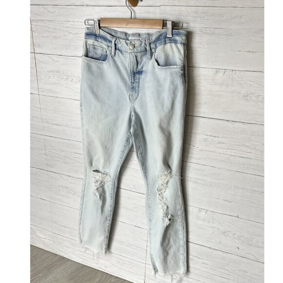Good American Jeans Womens Size 8/29 Good Classic Indigo120 Distressed Cotton - Picture 4 of 16